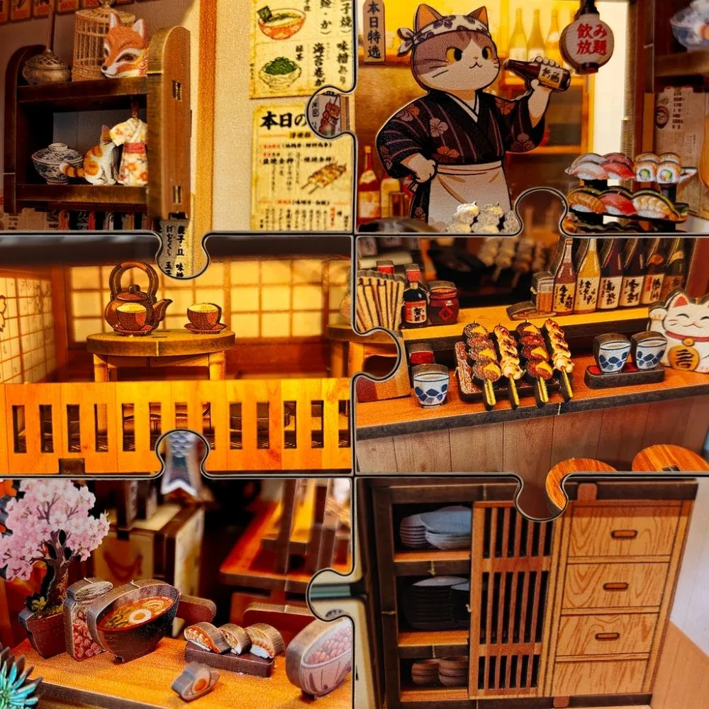 Figured'Art Choshi Yakitori Steegje miniatuurhuisje 3D puzzel met led