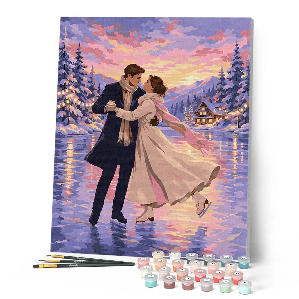 Figured'Art Winterliefde schilderen op nummer 40x50 cm winter