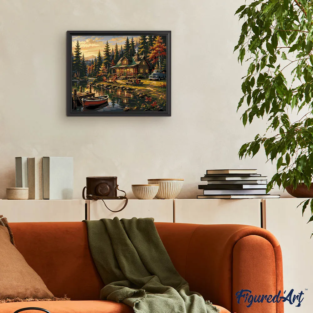 Figured'Art Herfstige Meerhut schilderen op nummer canvas 40x50cm