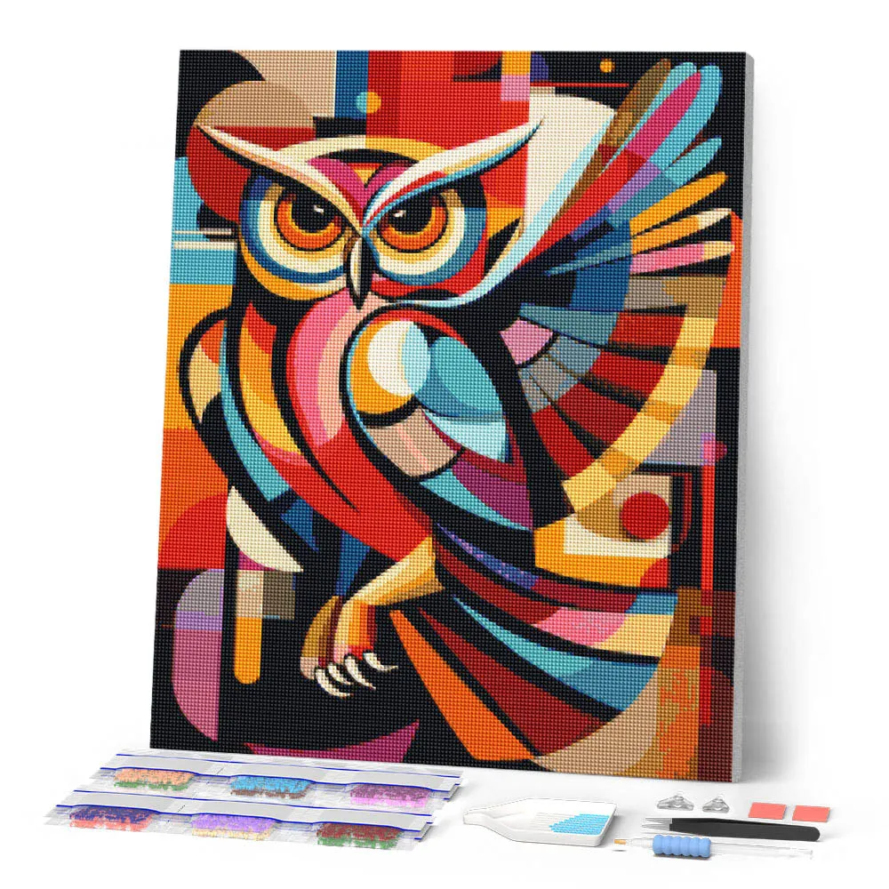 Figured'Art Gedurfd Abstract Nachtuil diamond painting 40x50 cm