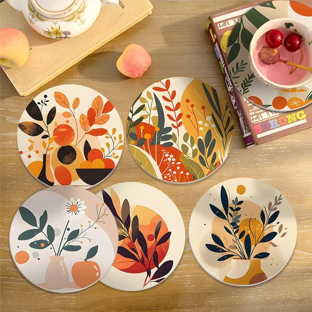 Figured'Art Schilderen op Nummer Onderzetters Botanisch 10cm 6st