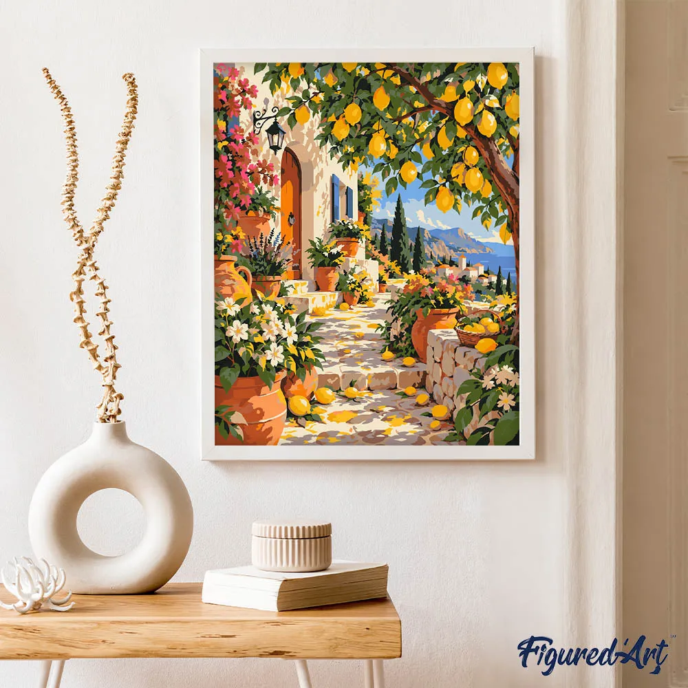 Figured'Art Citroenboomlaan schilderen op nummer 40x50 cm mediterraan