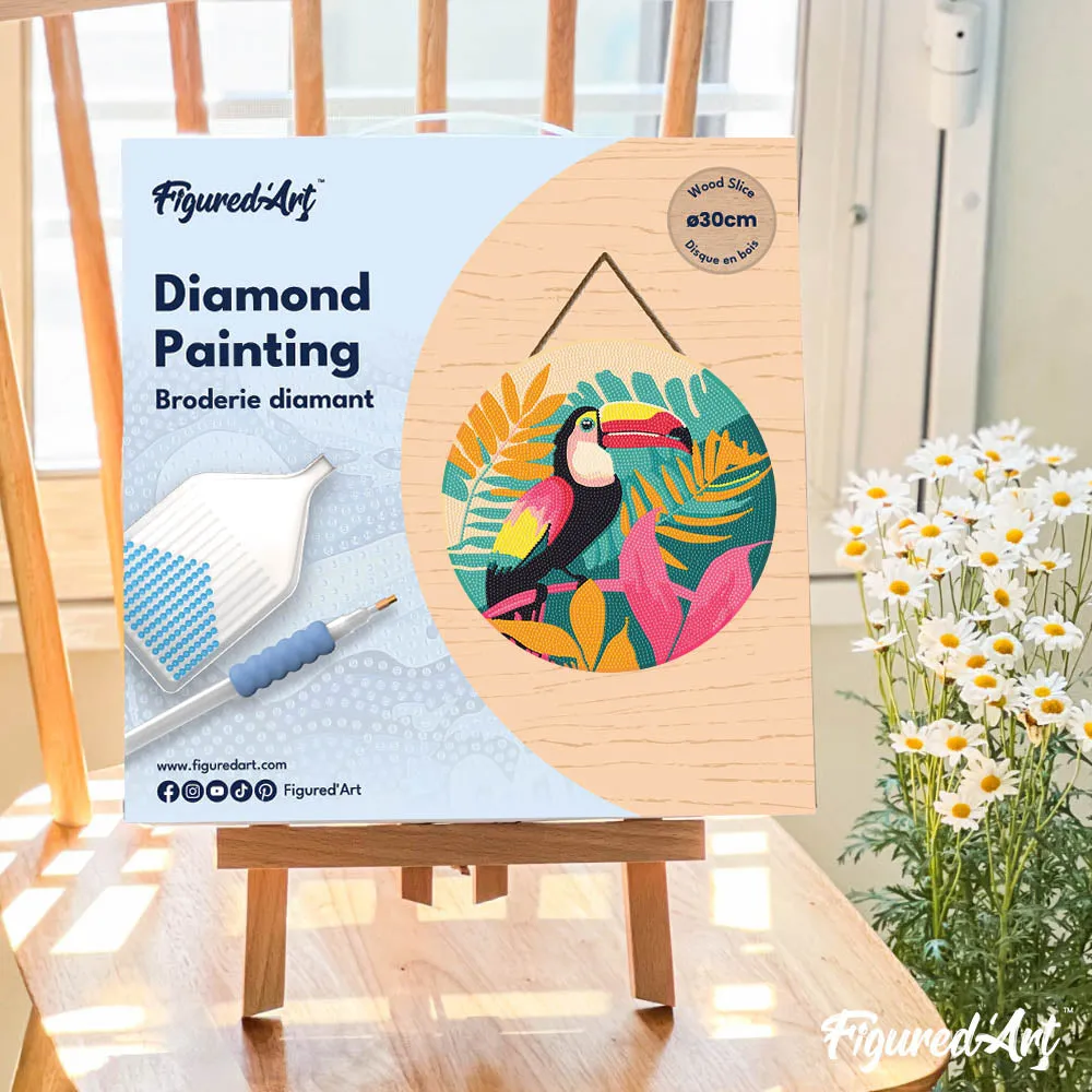 Figured'Art Tropische Toekan diamond painting hout 30 cm