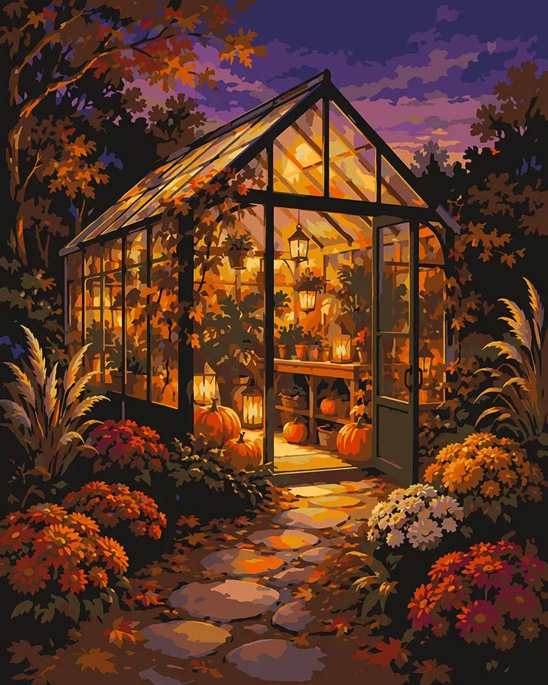 Figured'Art Stralend Herfstkas schilderen op nummer 40x50 herfst