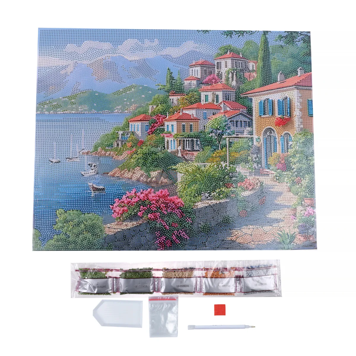 Craft Buddy Crystal Art Blossoms Blue Waters canvas 50x40cm lijstklaar