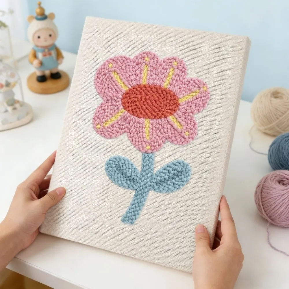 Figured'Art Zachte Bloem punch needle pakket met frame bloemen zacht garen
