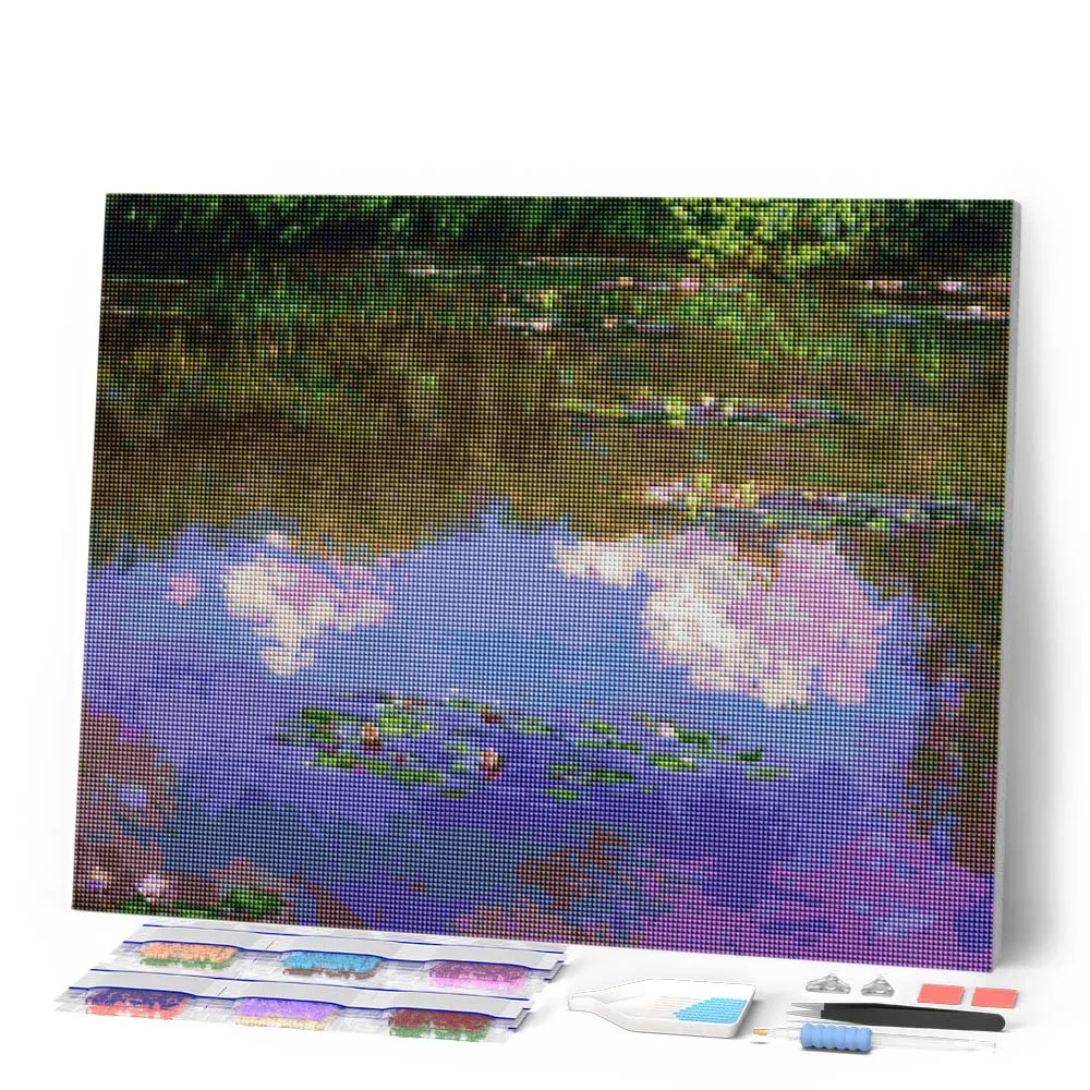 Figured'Art Waterlelies Wolken Monet diamond painting 40x50 cm vierkant