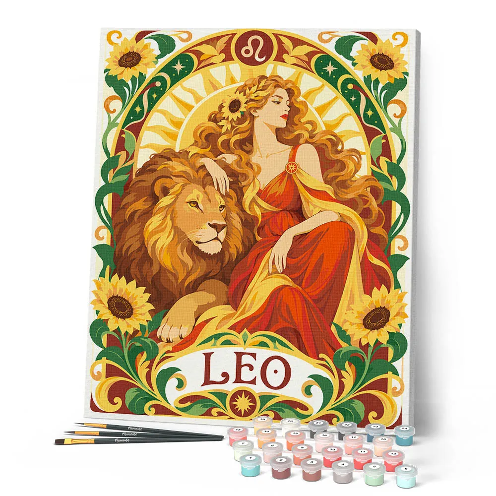 Figured'Art Art Nouveau Sterrenbeeld Leeuw schilderen op nummer 40x50