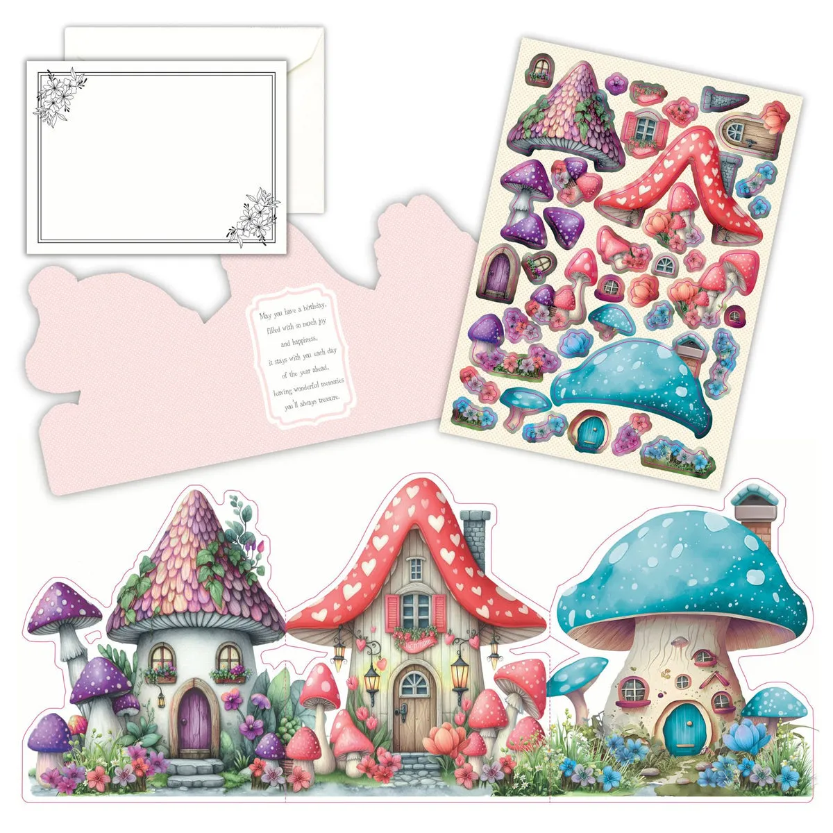 Craft Buddy Fairy Mushroom House kaartenpakket 24 stuks