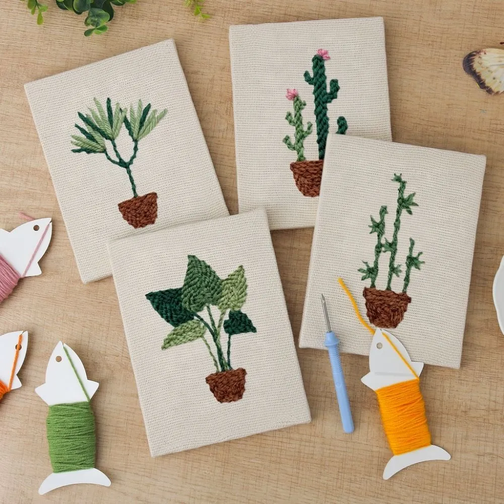 Figured'Art Stedelijke Jungle 3 punch needle set 4 stuks met frame