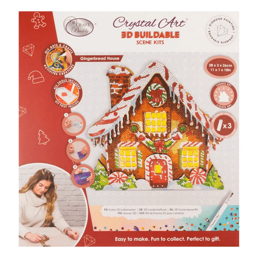 Craft Buddy Crystal Art Gingerbread House 3D diamond painting met LED