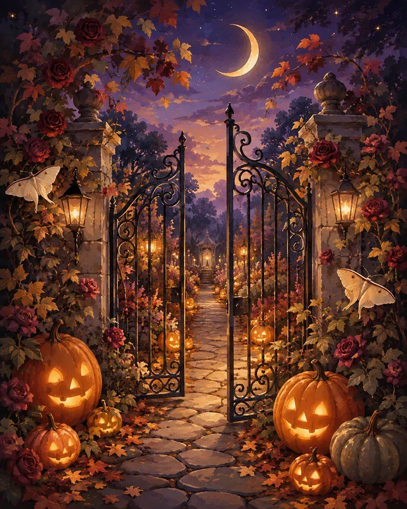 Figured'Art Halloween pompoenen diamond painting 40x50 cm vierkant