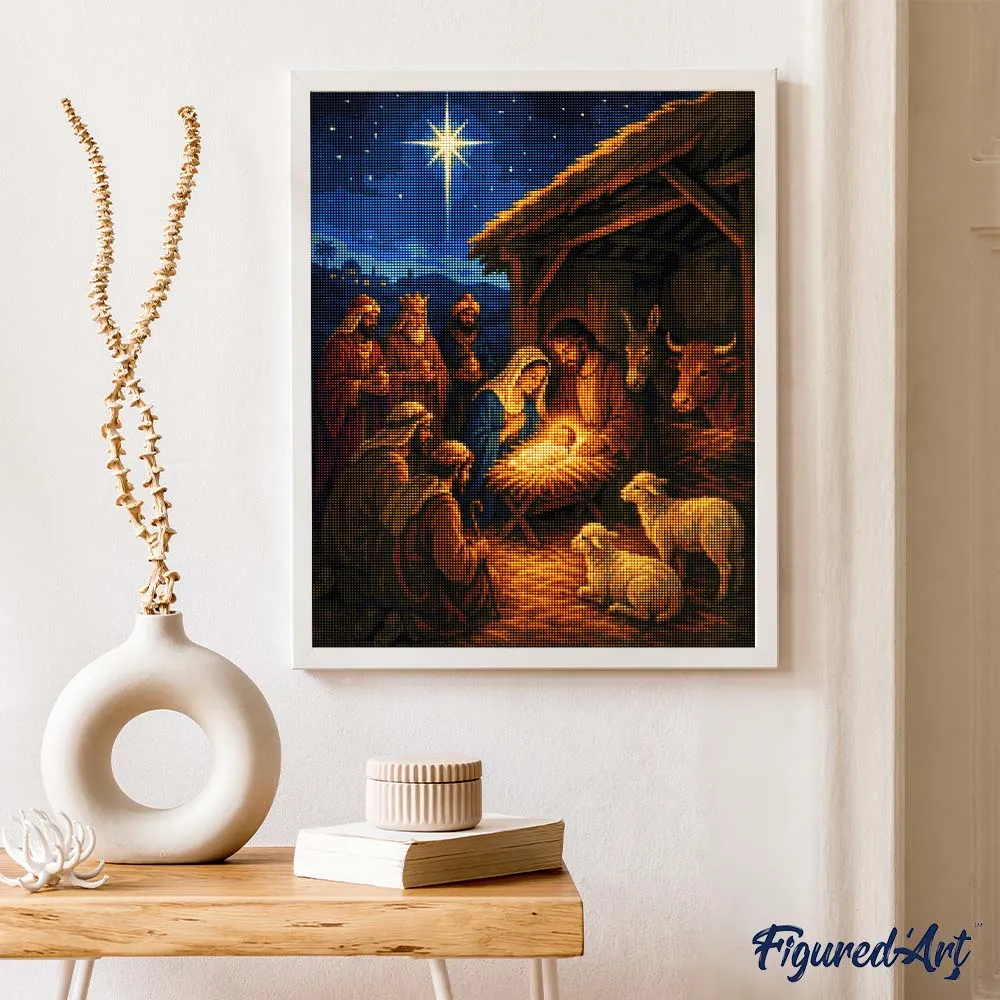 Figured'Art Kerststal diamond painting full drill 40x50 cm religie kerst