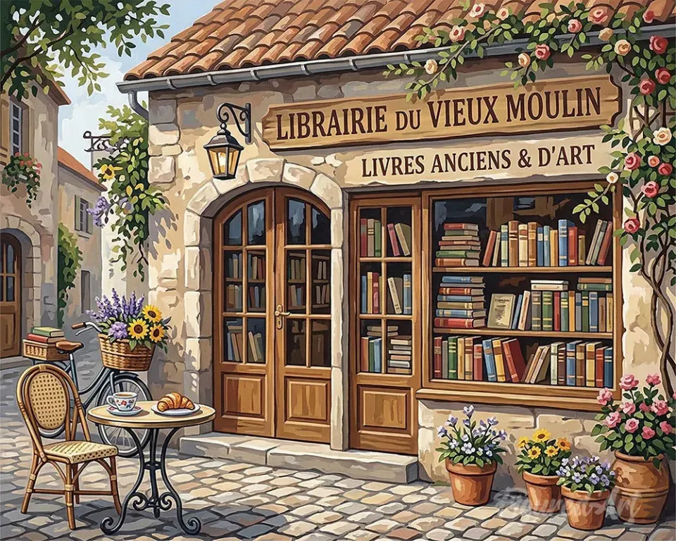 Figured'Art Diamond Painting Charmante Franse boekhandel 40x50 cm