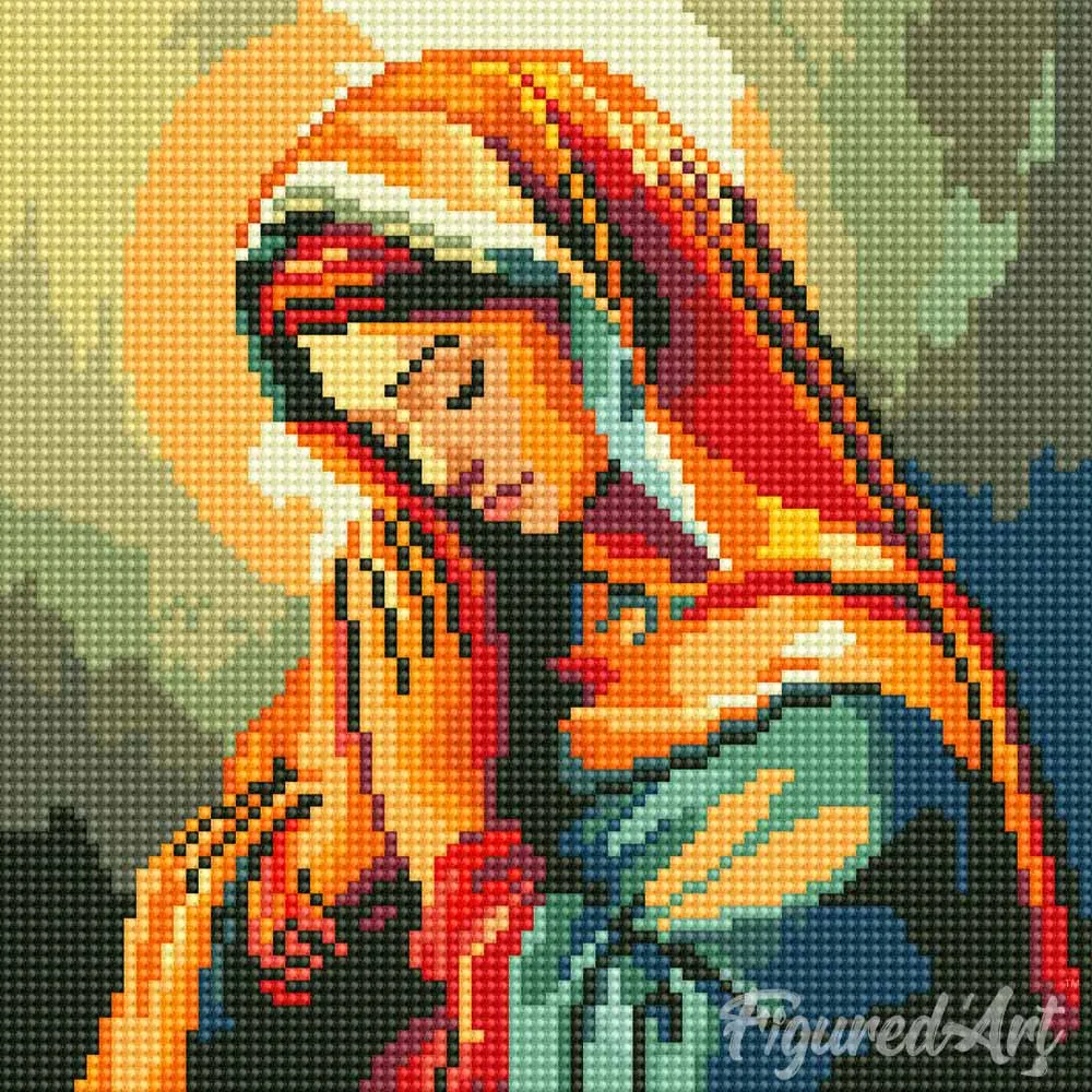 Figured'Art Mini Biddende Maria diamond painting 25x25cm rond