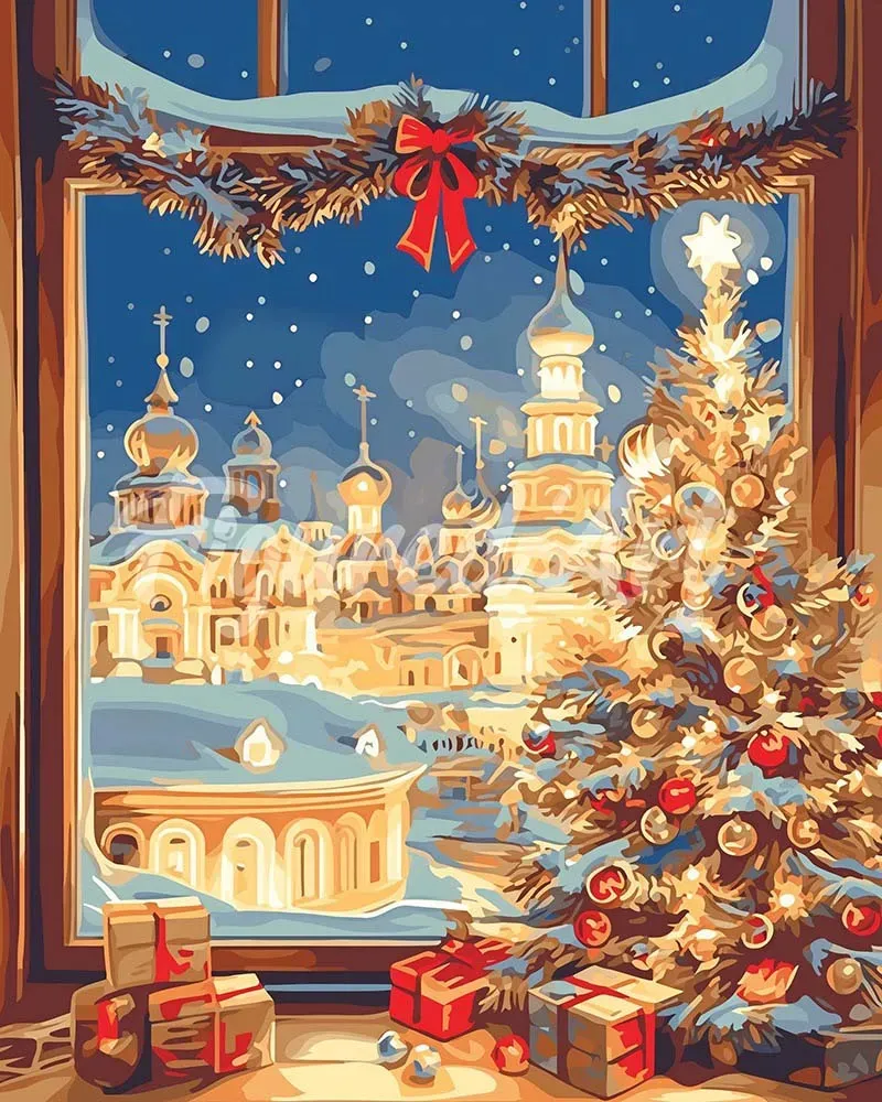 Figured'Art Gloed van Kerstavond diamond painting 40x50 cm winter