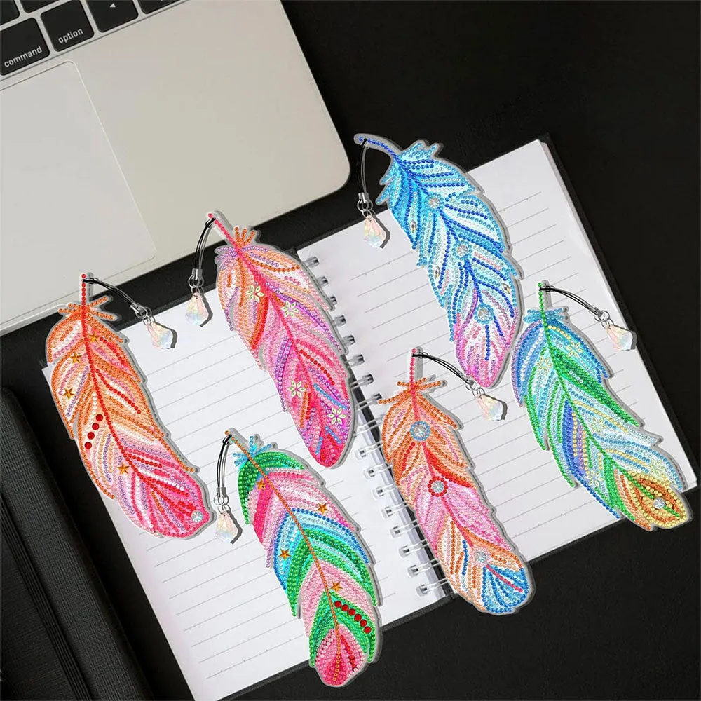 Figured'Art Bladwijzers diamond painting 6 stuks met veer