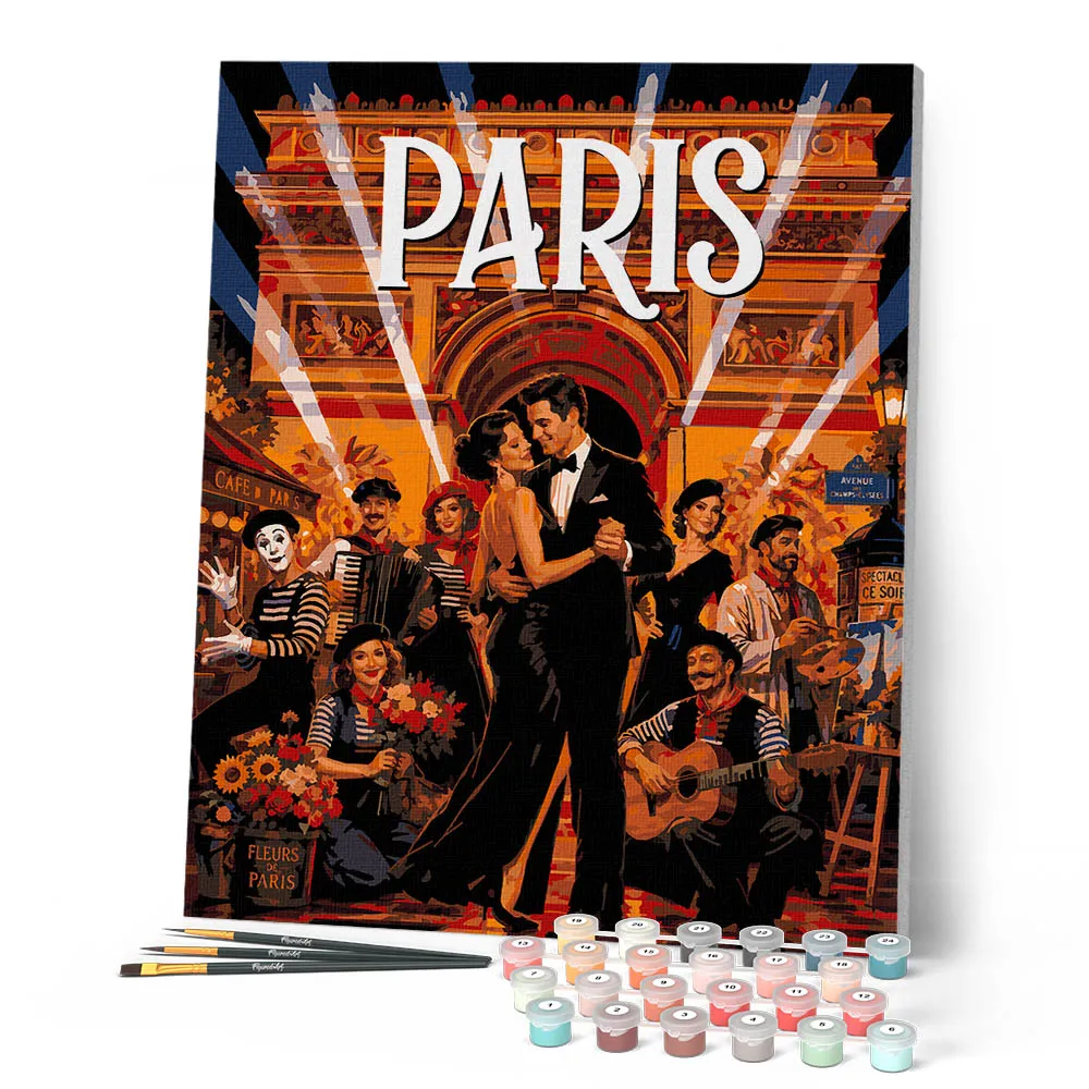 Figured'Art Reisposter Cabaretshow Parijs schilderen op nummer 40x50 cm gemiddeld