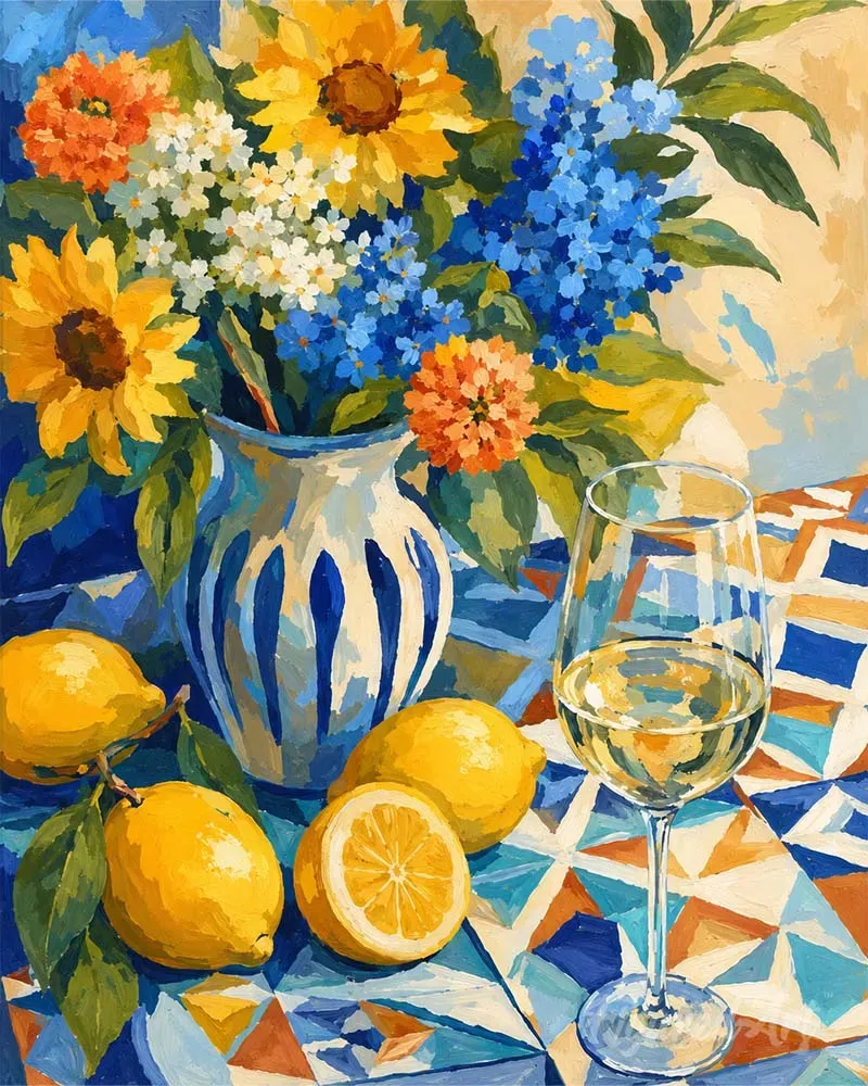 Figured'Art Waar de zomer bloeit schilderen op nummer 40x50cm bloemen