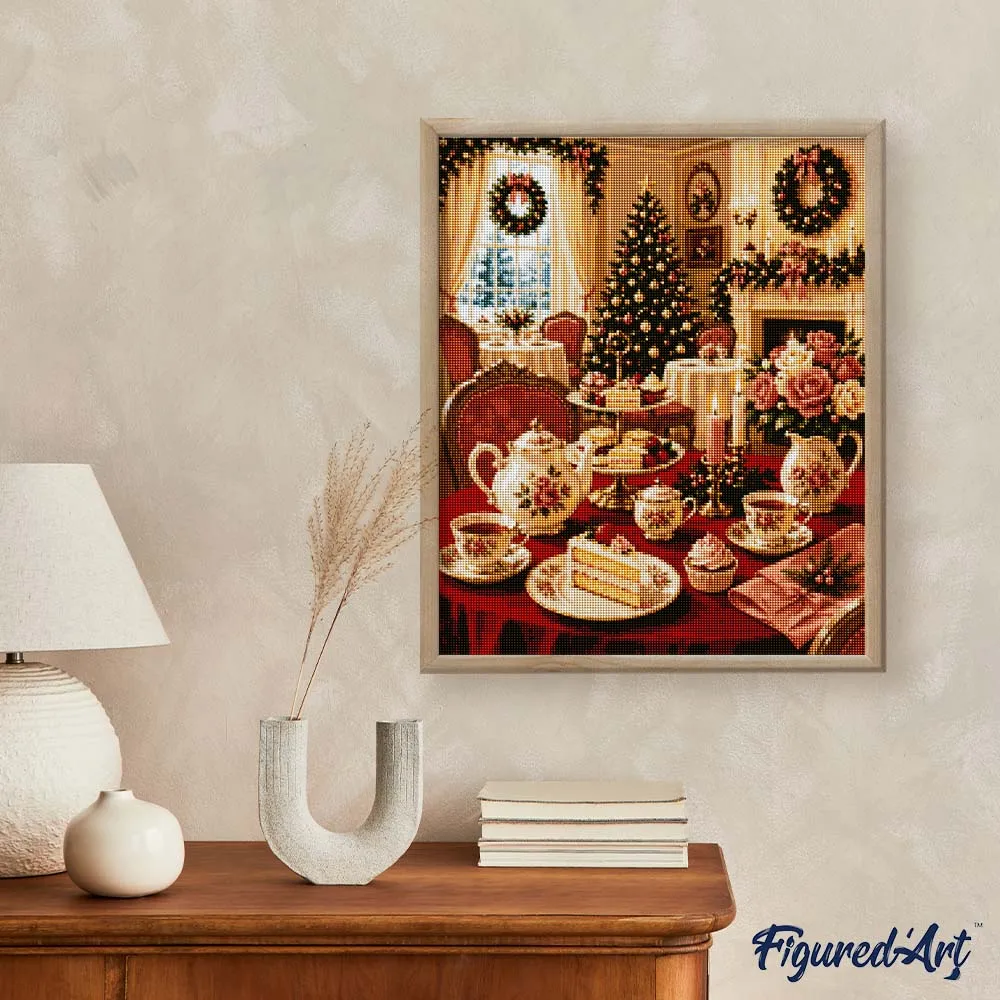 Figured'Art Kersttheetijd diamond painting full drill 30x40 cm