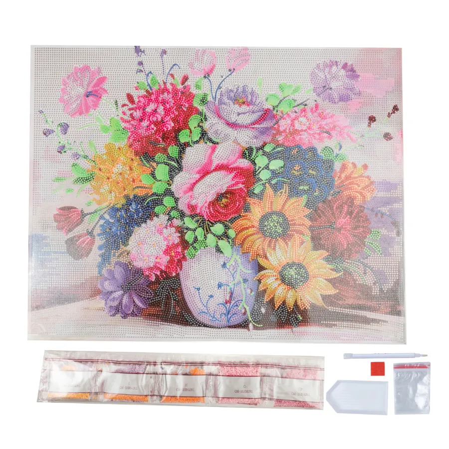 Craft Buddy Crystal Art Elegant Blooms canvas 50x40 cm lijst