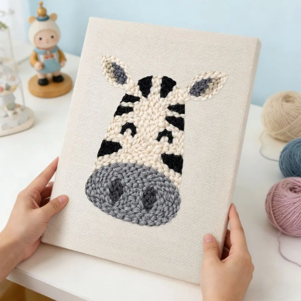 Figured'Art Blije Zebra punch needle pakket met frame