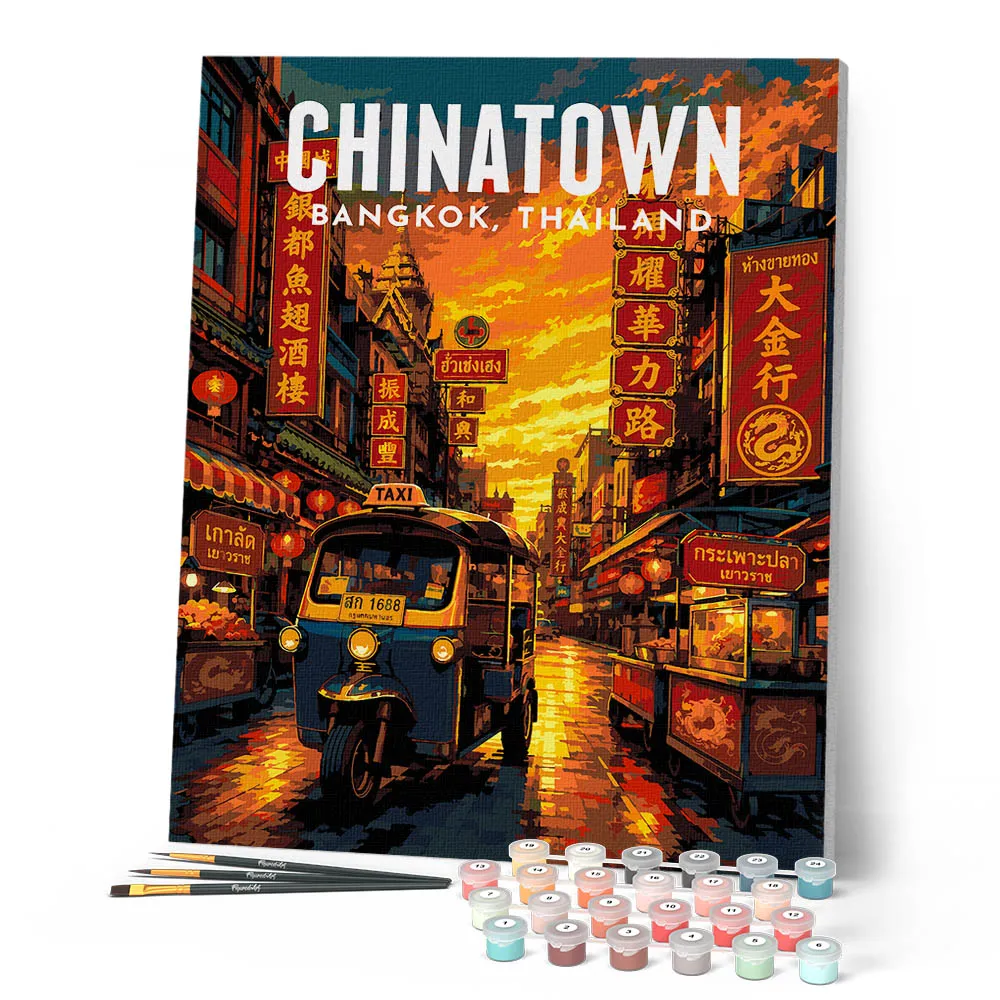 Figured'Art Bangkok Chinatown Schilderen op Nummer 40x50cm stad