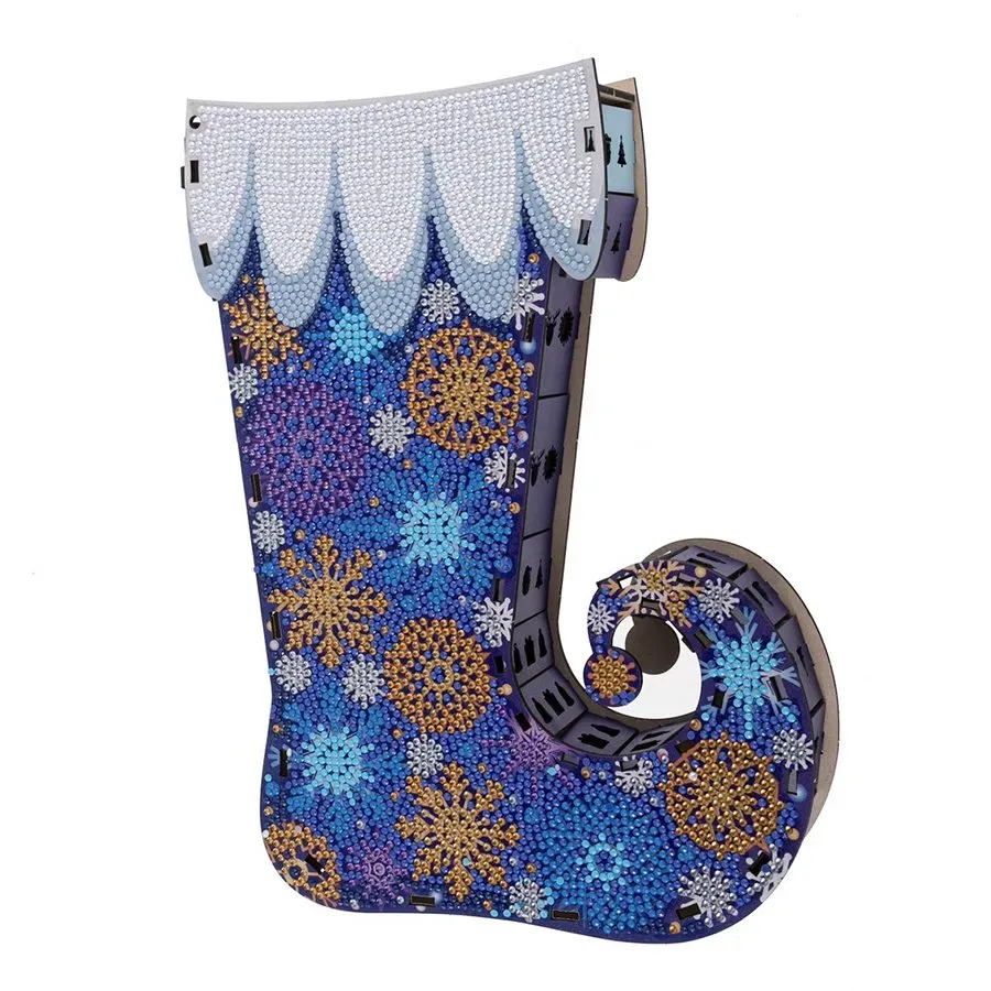 Craft Buddy Crystal Art Snowy kerstsok houder MDF blauw