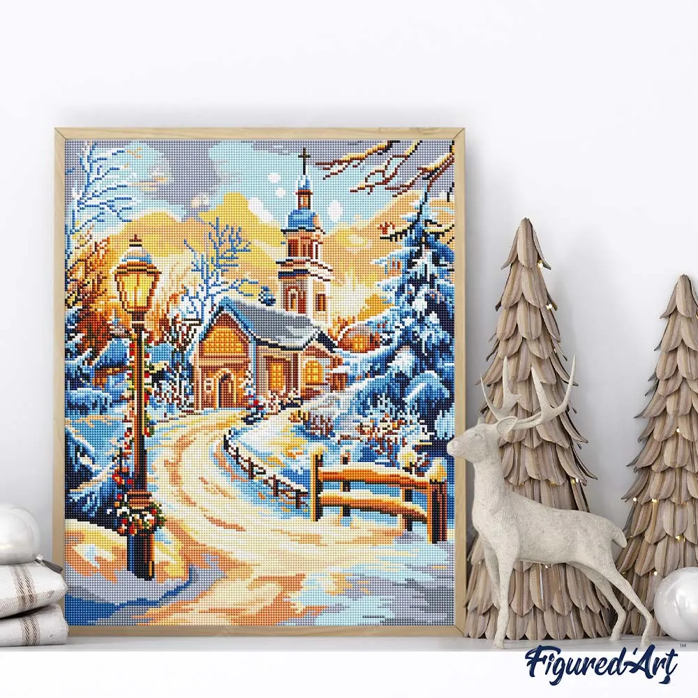 Figured'Art Pad naar de Kapel diamond painting 40x50 cm winter