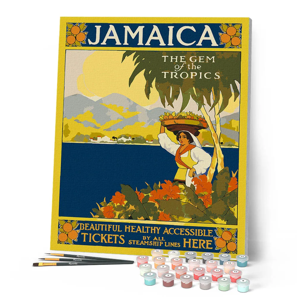 Figured'Art Jamaica Parel van de tropen schilderen op nummer 40x50cm poster