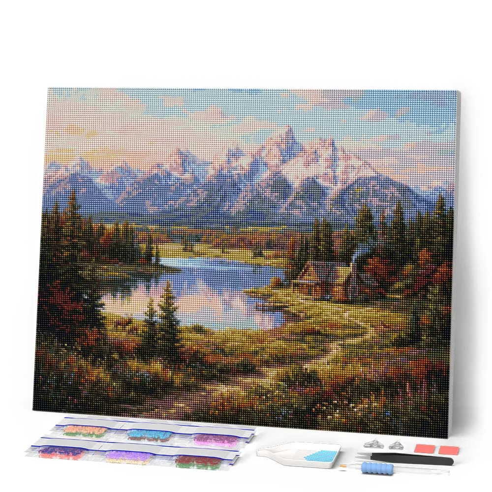 Figured'Art Vallei van bergreflecties diamond painting 40x50 cm