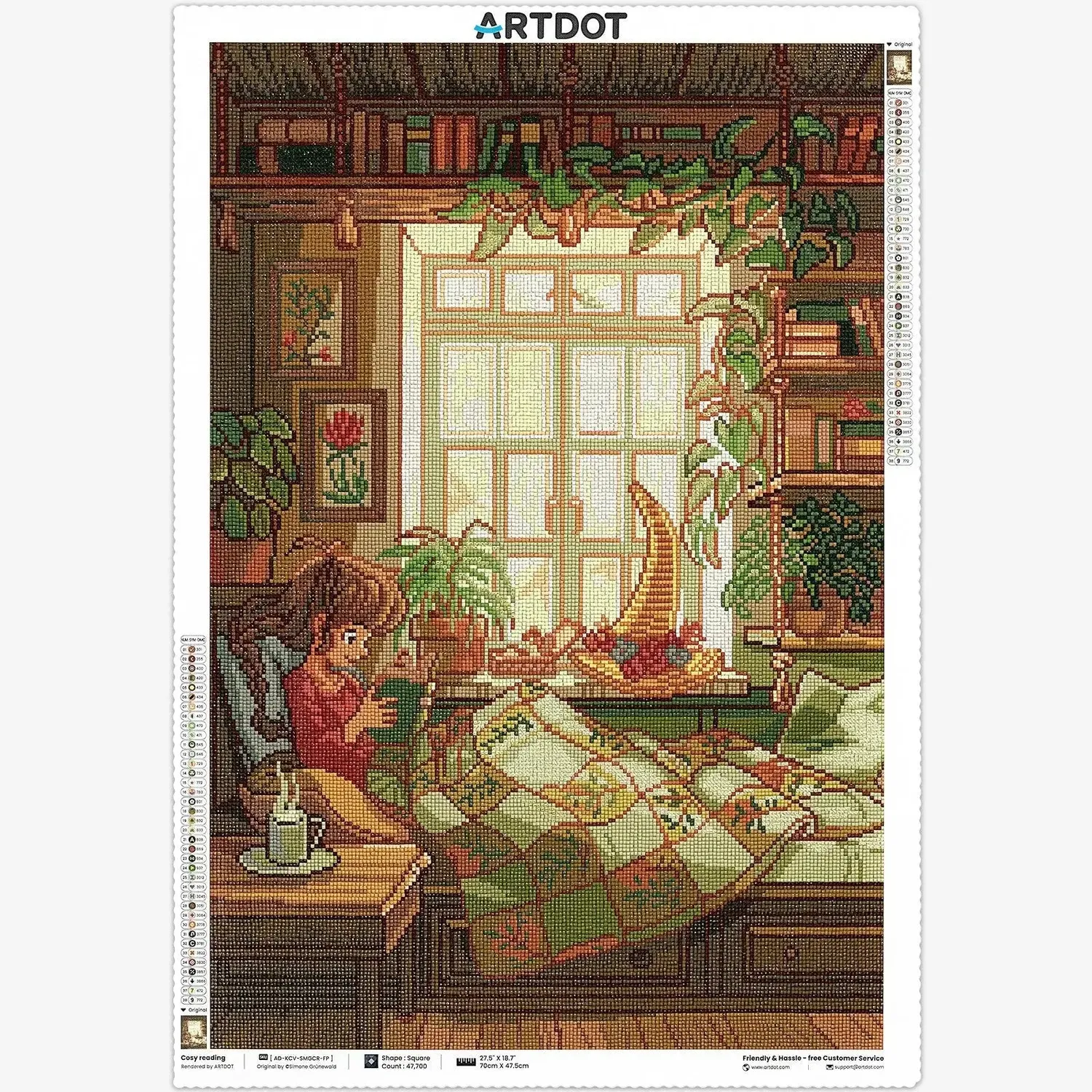 ARTDOT Gezellig Lezen diamond painting vierkante steentjes groot
