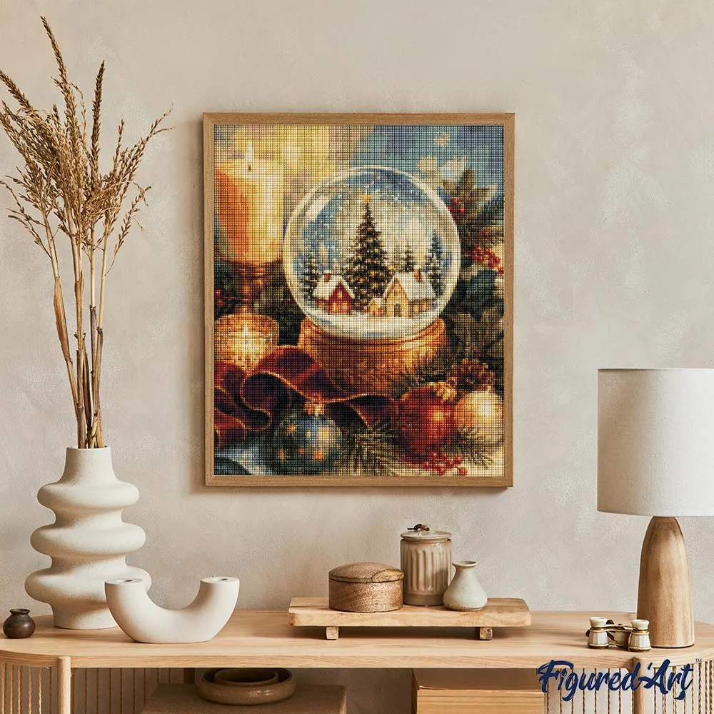 Figured'Art Kerstsneeuwbol Diamond Painting 40x50 cm vierkant kerst