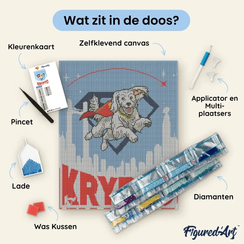 Figured'Art Krypto vliegend - Superman diamond painting 40x50cm