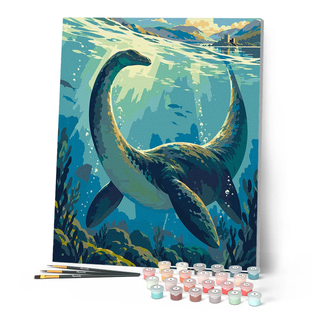 Figured'Art Schilderen op Nummer Loch Ness Onderwater 40x50 acryl