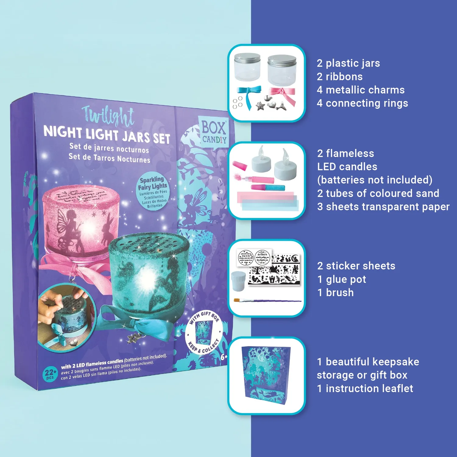 Box Candiy Twilight Night Light Jars knutselset 2 potjes licht