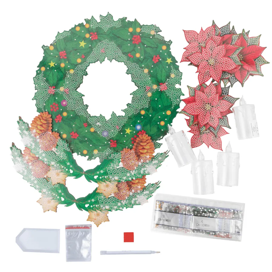 Craft Buddy Crystal Art Christmas Candle Holder krans kit 29 cm 3D