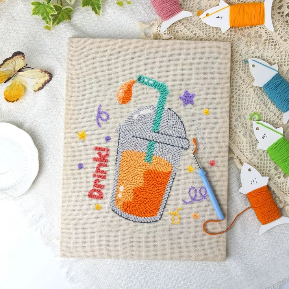 Figured'Art Bruisend Plezier punch needle pakket met frame 20x30cm katoen