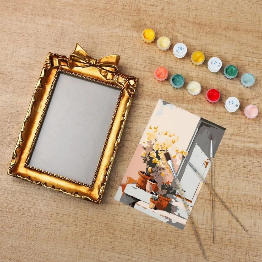 Figured'Art Mini Binnenplaats in Bloei schilderen op nummer 16,5x11cm lijst