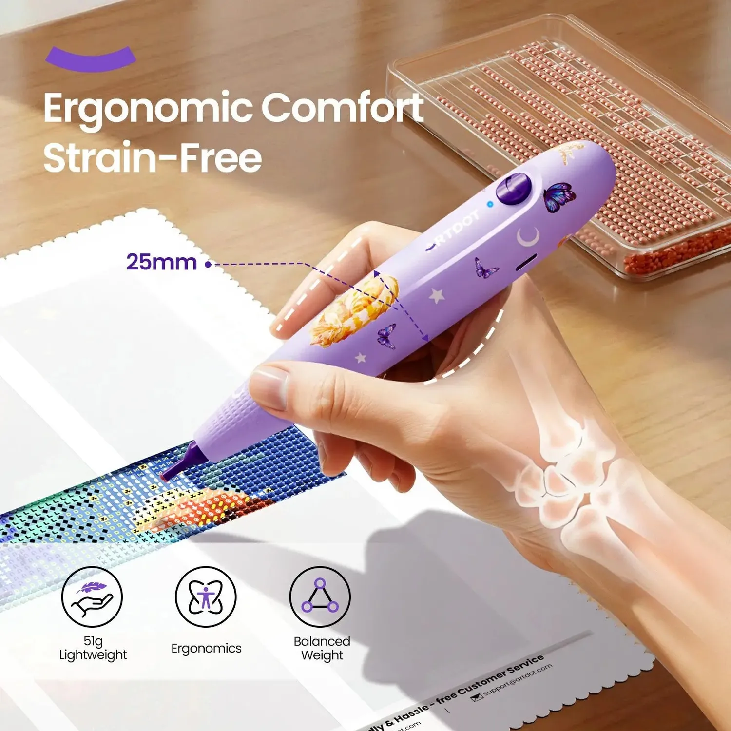 ARTDOT Elektrische diamond painting pen vacuum paars draadloos