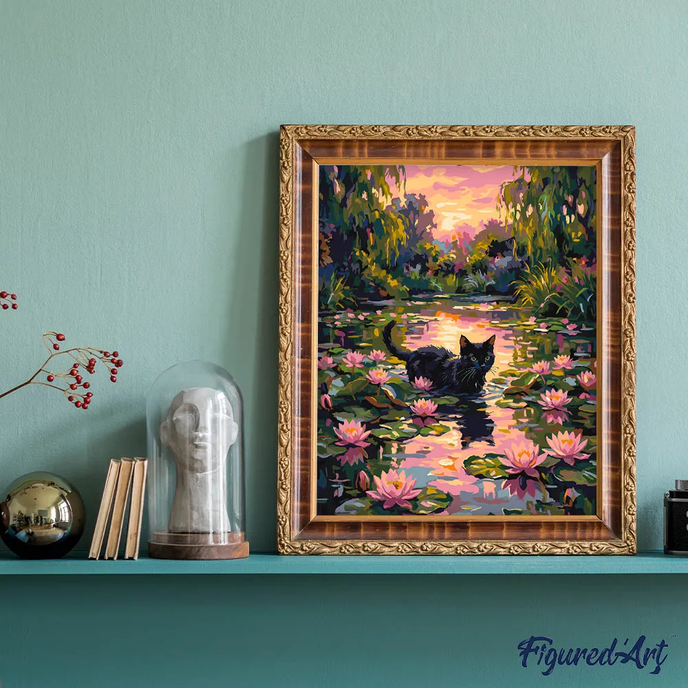 Figured'Art Kat in bloei schilderen op nummer 40x50 cm