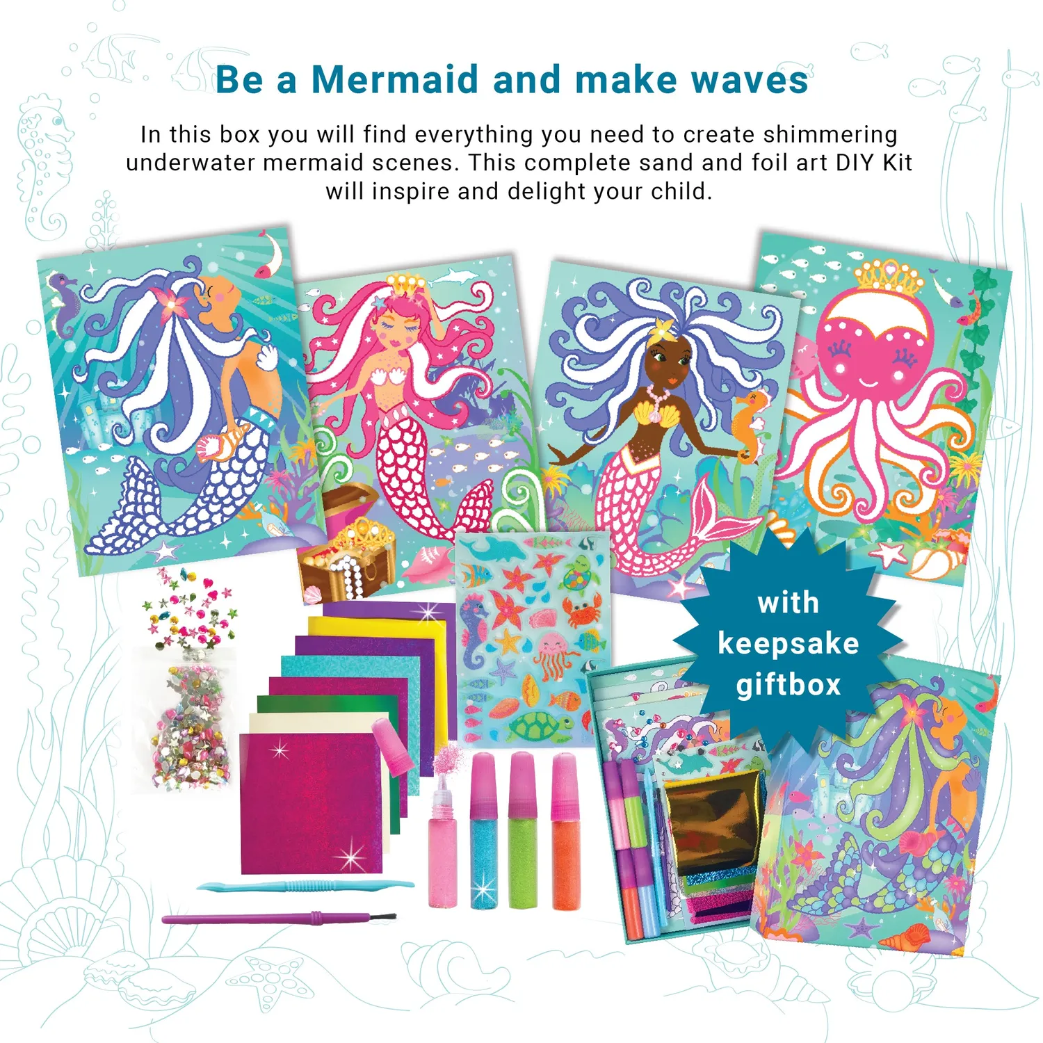 Box Candiy Mermaids Sand Foil Art knutselset 4 kaarten