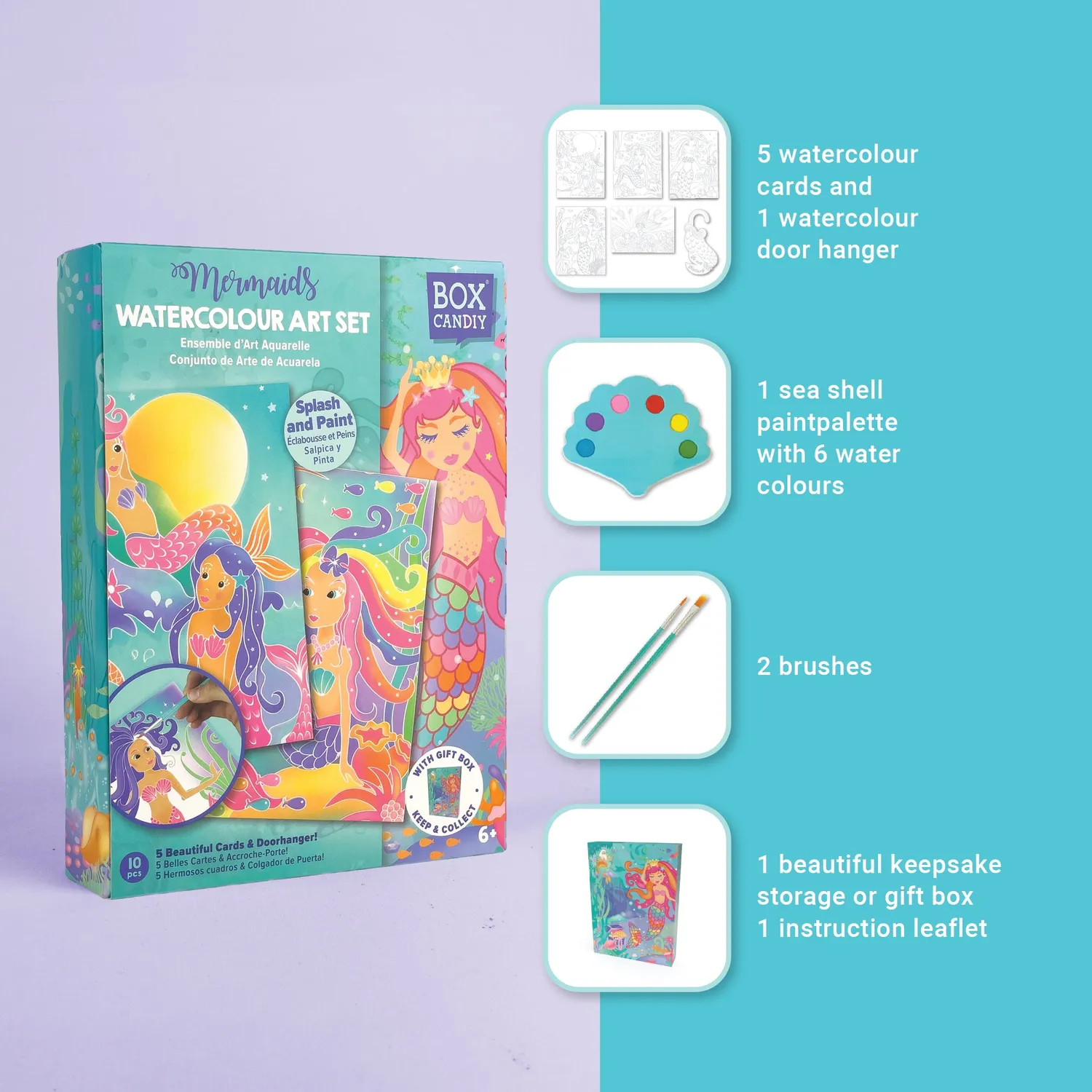 Box Candiy Mermaids Watercolour Art Set verfset 6 kleuren