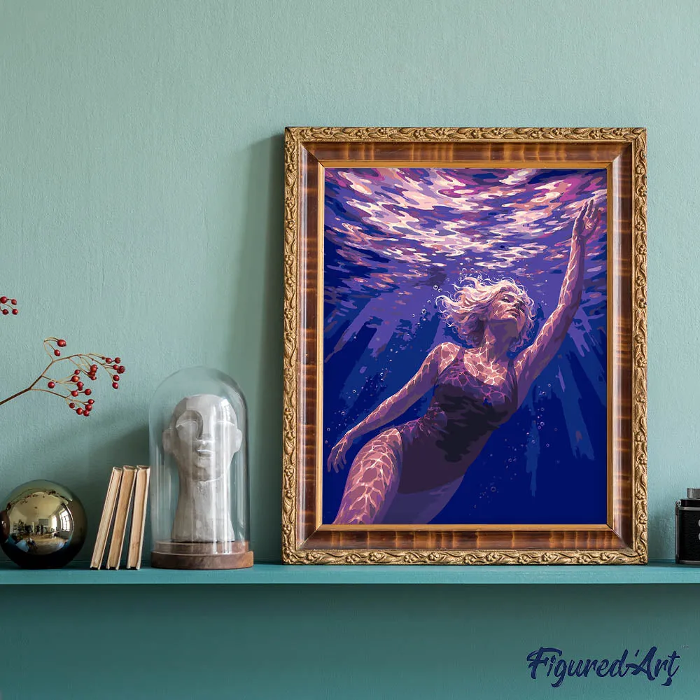 Figured'Art Oceaanfluistering schilderen op nummer 40x50 cm aqua