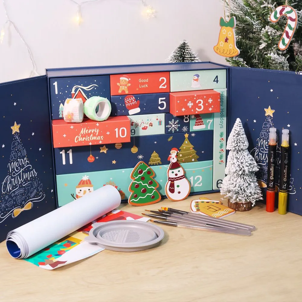 Figured'Art Vrolijk Kerstfeest adventskalender schilderen op nummer blauw