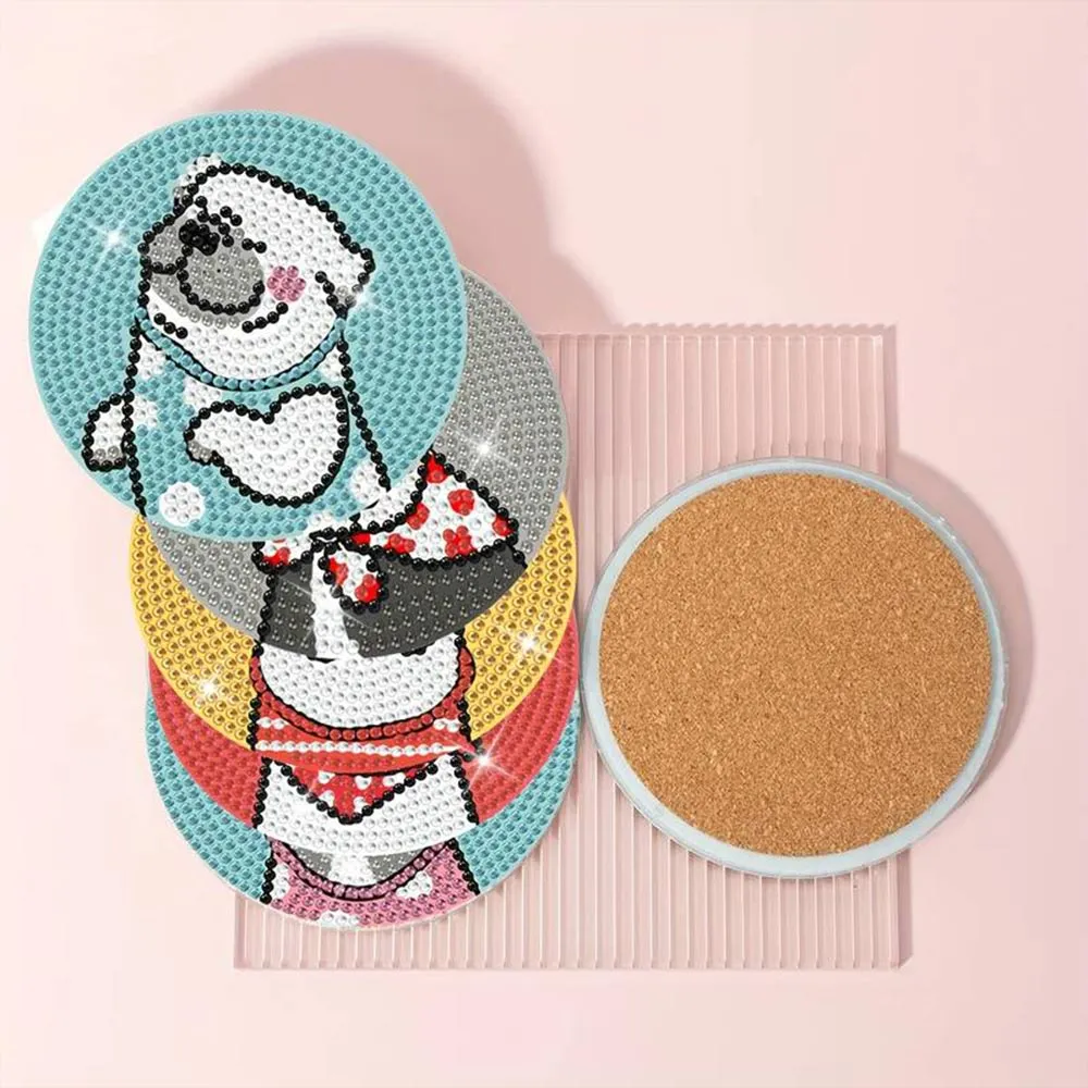 Figured'Art Gelukkige Honden diamond painting onderzetters 8 stuks