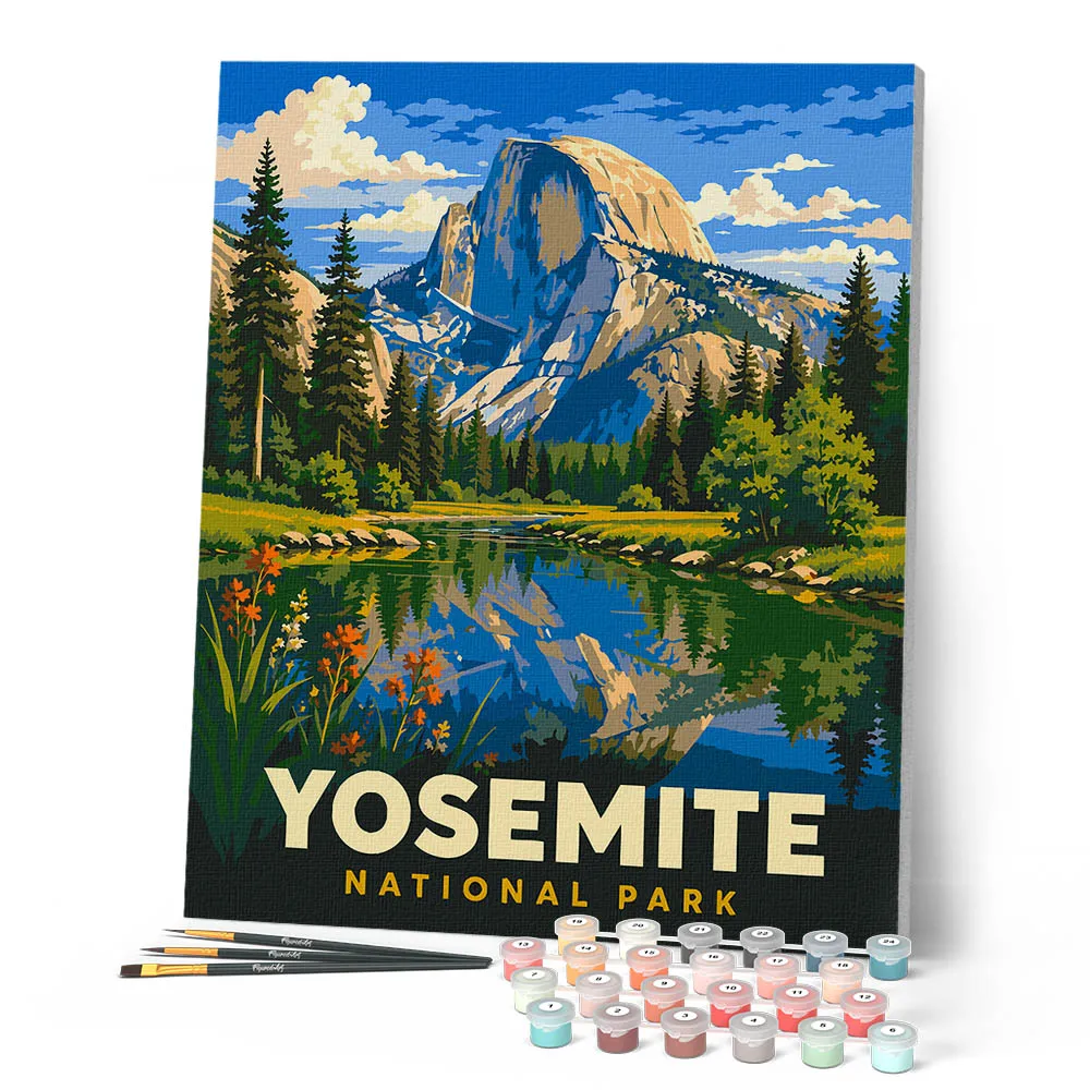Figured'Art Yosemite Half Dome schilderen op nummer 40x50 landschap