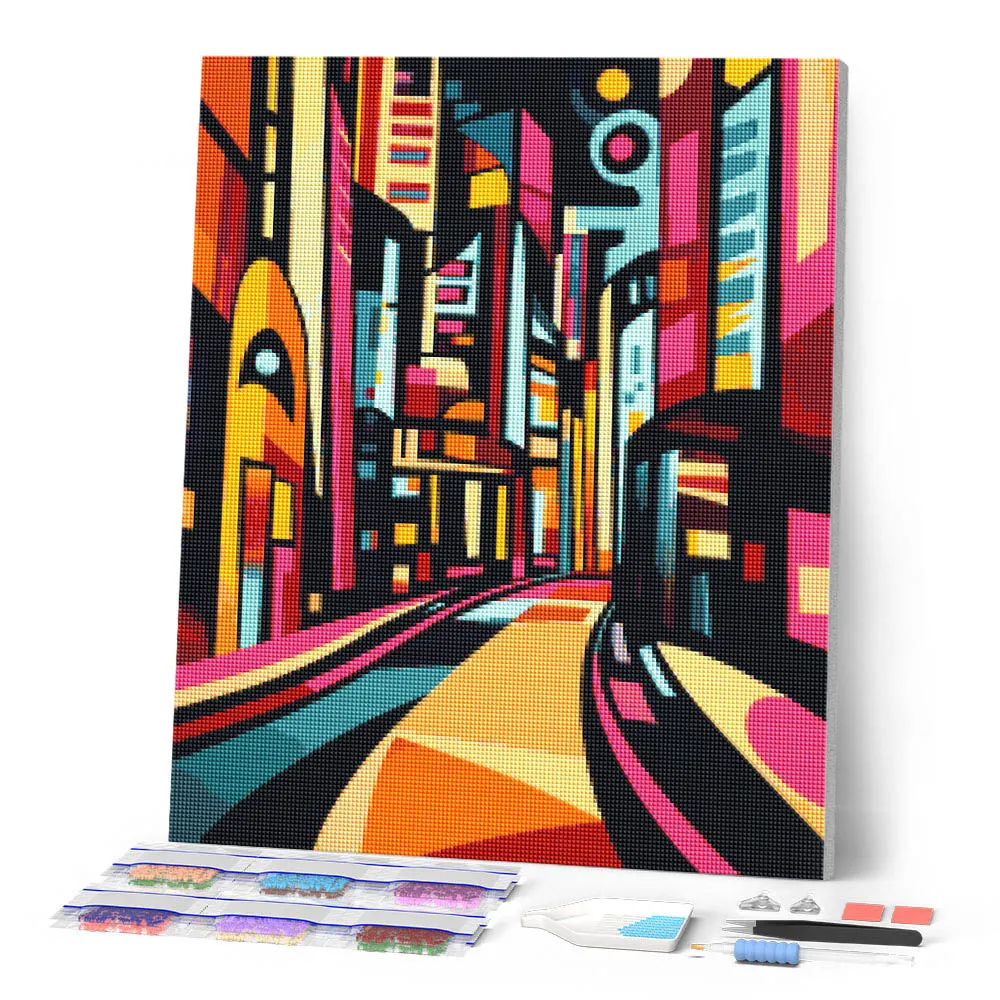 Figured'Art Gedurfd Abstract Stedelijke Straat diamond painting 40x50 cm full drill