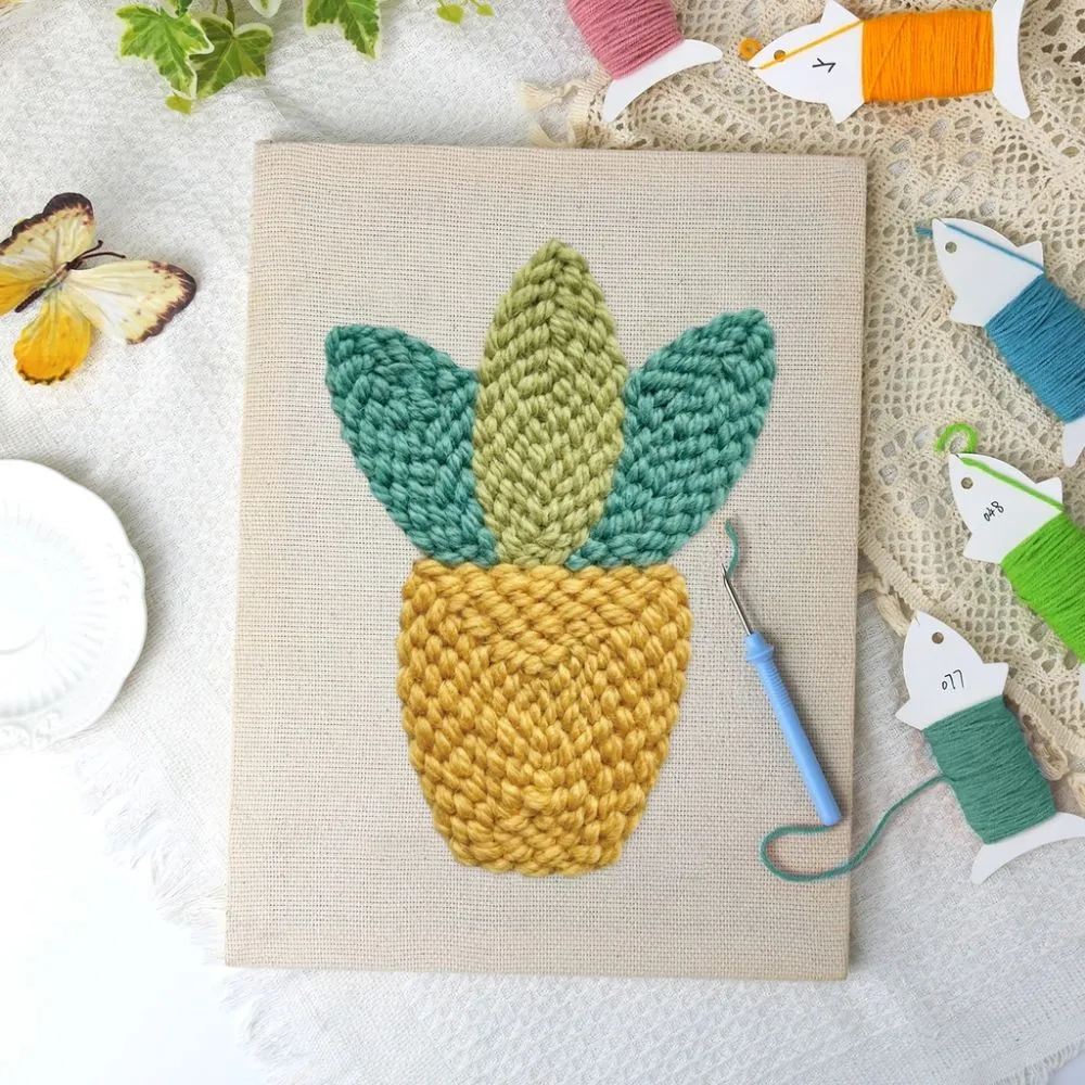 Figured'Art Mini Groen Punch Needle Pakket 20x30 cm met frame