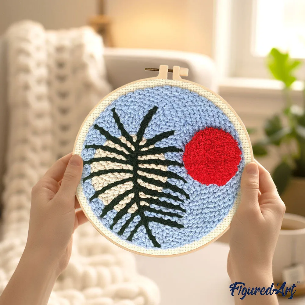 Figured'Art Botanische abstractie 2 punch needle pakket 20x20 cm wol